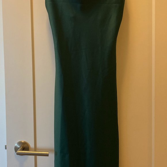 Cowl Neck Satin Slip Cami Midi Dress in Emerald Green - Picture 2 of 3